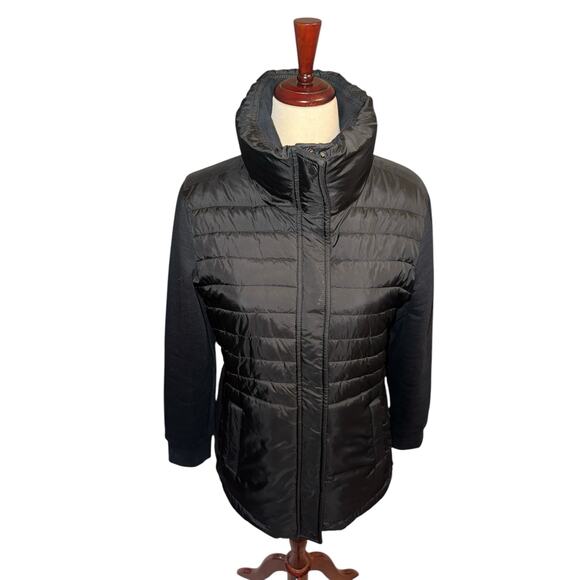 Roots Women’s Hybrid Mixed Media Black Puffer Jacket Size L Winter‎ Coat - Picture 2 of 9